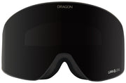Black snow goggles with dark smoke LUMA lens, wide face shield, and DRAGON branding.