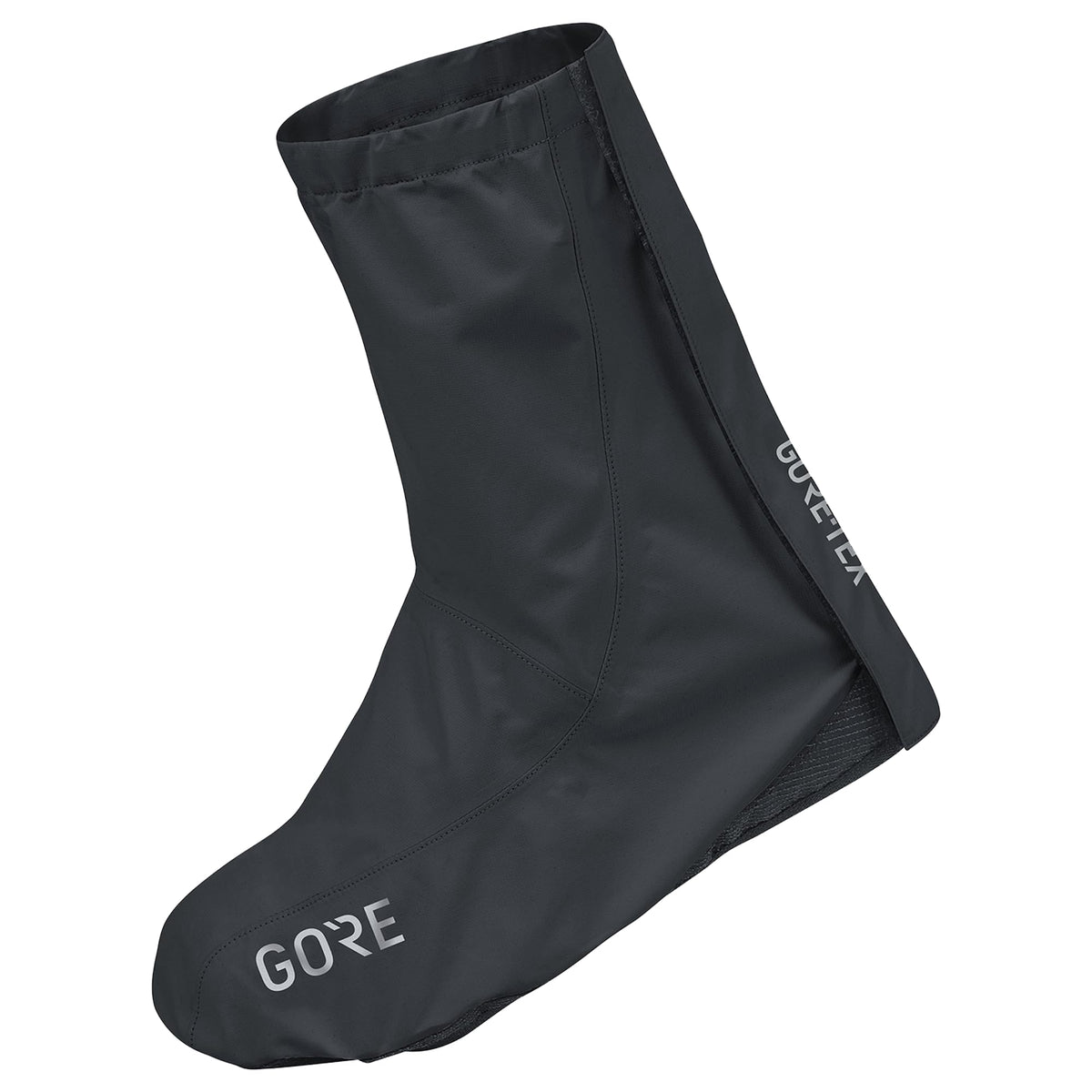 Dark unisex cycling shoe covers, GORE branding, Gore-TEX fabric panel