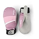 Hestra Tracker Jr. waterproof mittens, pink top with light gray palm, small side view