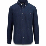 Men's flannel button-up shirt in dark navy with speckled print and chest pocket