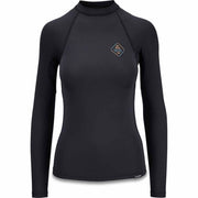 Dakine women's black snug-fit long-sleeve rash guard top with crew neck