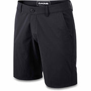 Black Dakine hybrid shorts with belt loops, button closure, and side pockets
