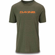 Olive green short-sleeve crewneck T-shirt with orange Dakine logo on chest