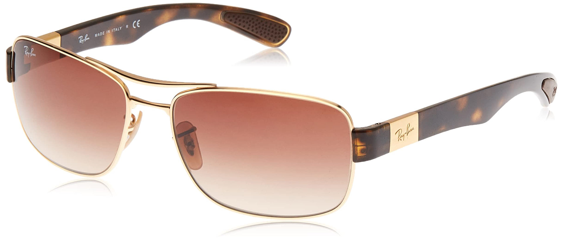 Ray-Ban RB3522 Sunglasses - Gold/Tortoise Frame/Brown Gradient Lens / 64 mm - 8053672298680