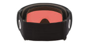 Large snow goggles with black frame and red mirrored lens
