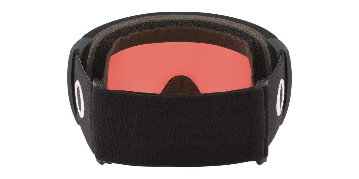 Large snow goggles with black frame and red mirrored lens