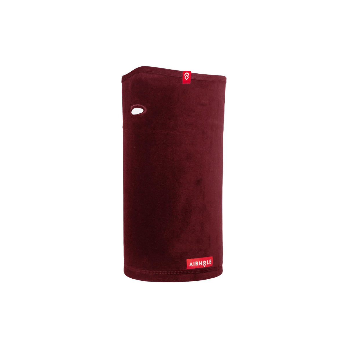 Airhole Airtube Ergo fleece facemask, burgundy tube with side face opening