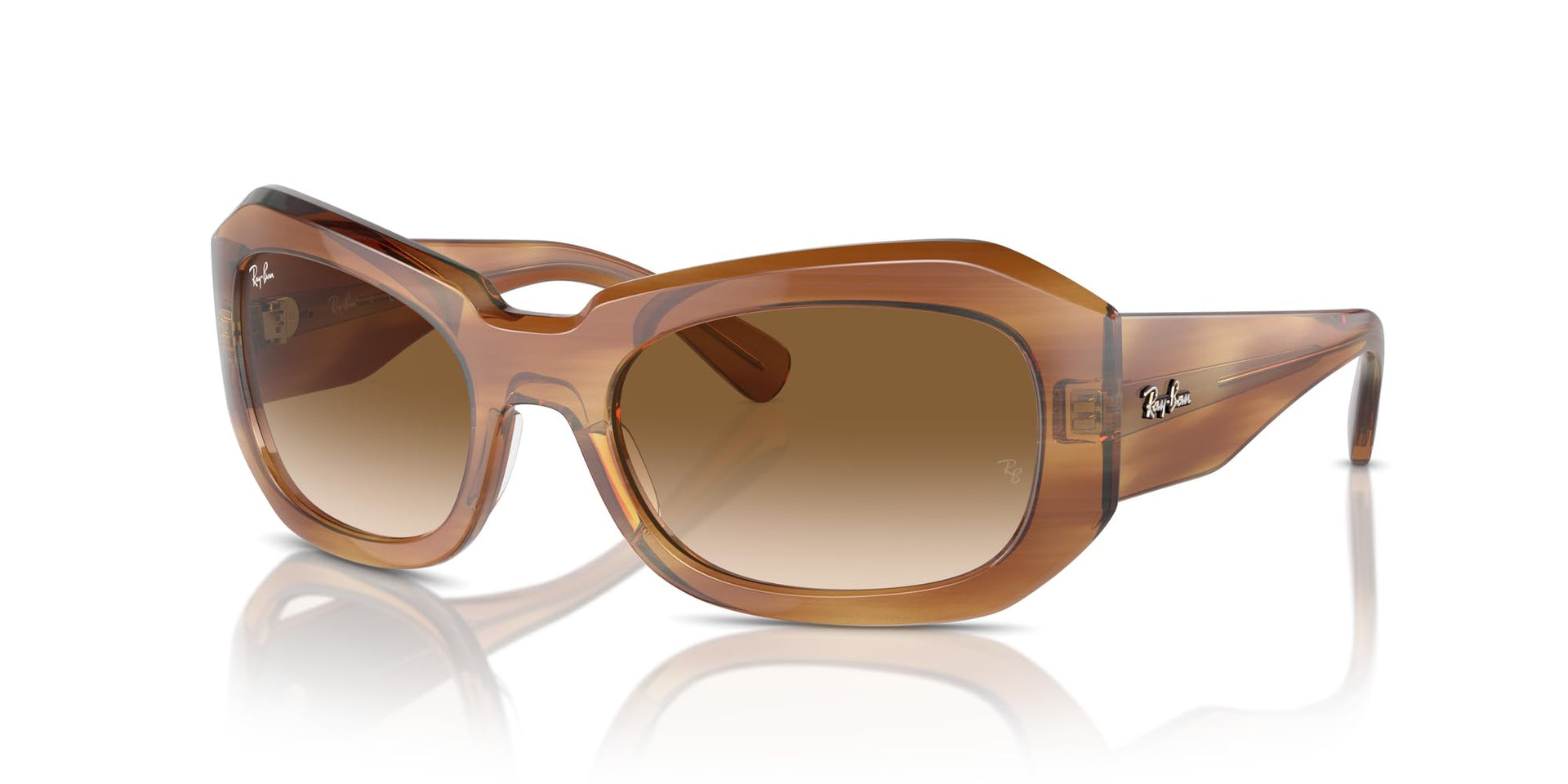 Ray-Ban Beate RB2212 Sunglasses - Striped Brown/Clear Gradient Brown / 56 mm - X0045V53C1 - Additional Image 1