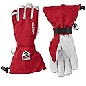 Hestra leather ski gloves, red and white with adjustable wrist strap