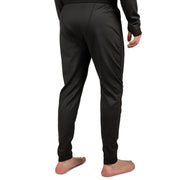 Black baselayer pants, close side view with smooth panel seams