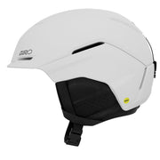 White Giro Tenet snow helmet with black face shield and chin strap