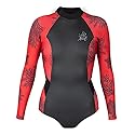 XCEL Womens Axis Water Inspired 2mm Long Sleeve Back Zip Glide Skin Springsuit - Black/Red Coral / 12