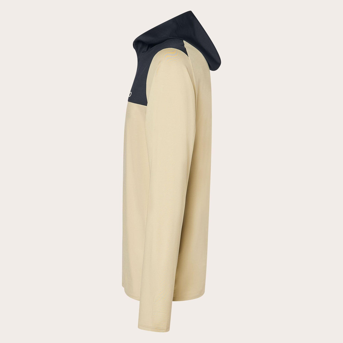 Oakley men's color-block hoodie with hood, dark yoke and cream body, long sleeves