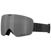 Giro snow goggles with gray smoke lens and black strap, curved protective frame.