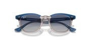 Ray-Ban RJ9098S blue sunglasses, full front view, gradient lenses with clear frame