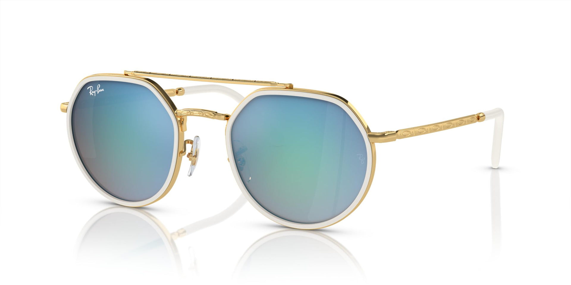 Ray-Ban RB3765 Sunglasses - Gold/Brown Gradient Brown Mirrored Blue / 53 mm - 8056597936026