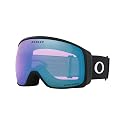 Oakley compact view snow goggles with purple Prizm lens and black strap.