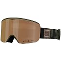 Giro Axis snow goggles side view with amber lens and black strap with camo patch