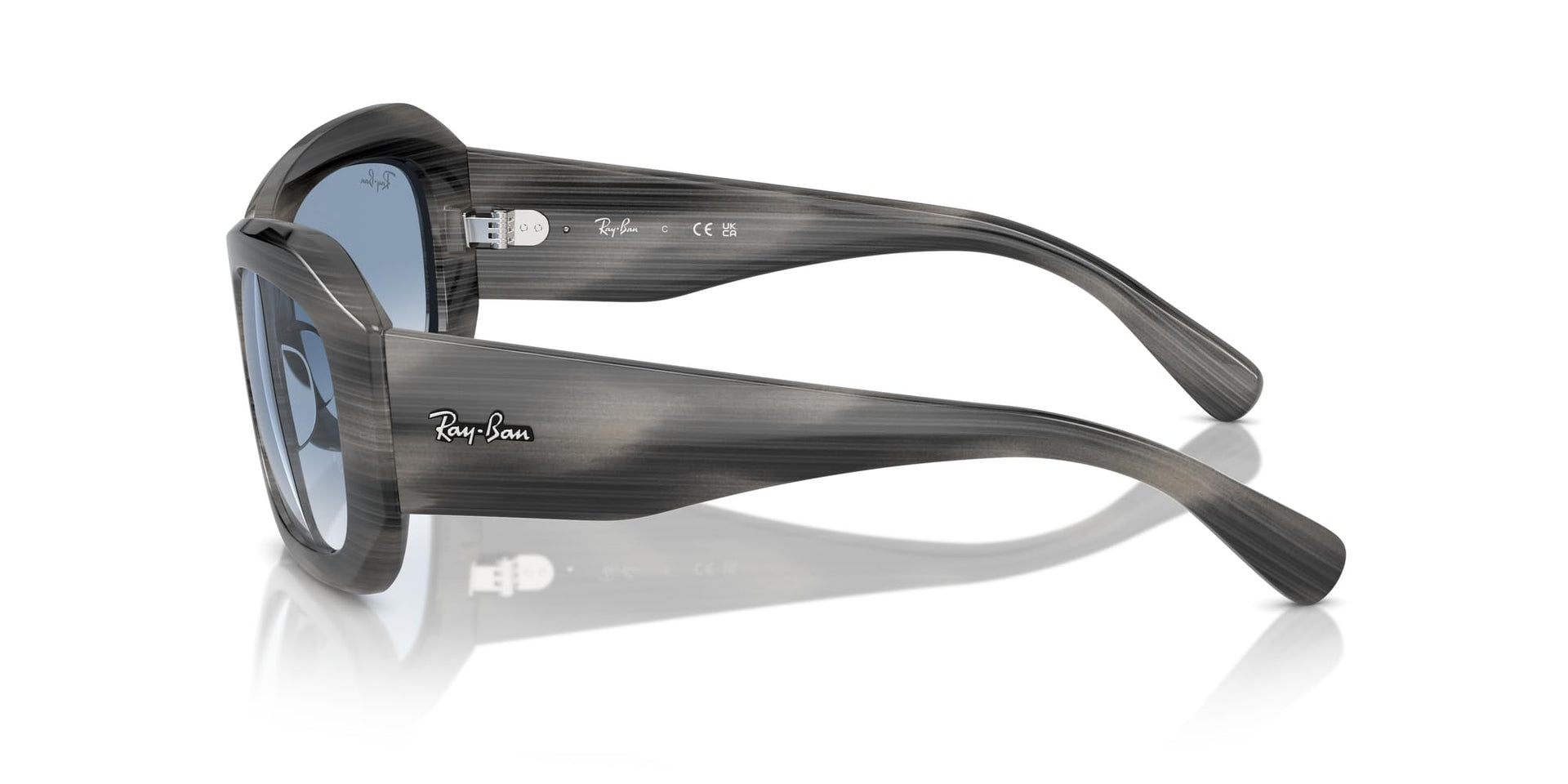 Ray-Ban Beate RB2212 Sunglasses - Striped Grey/Clear Gradient Blue / 56 mm - X0045V8BRZ - Additional Image 2