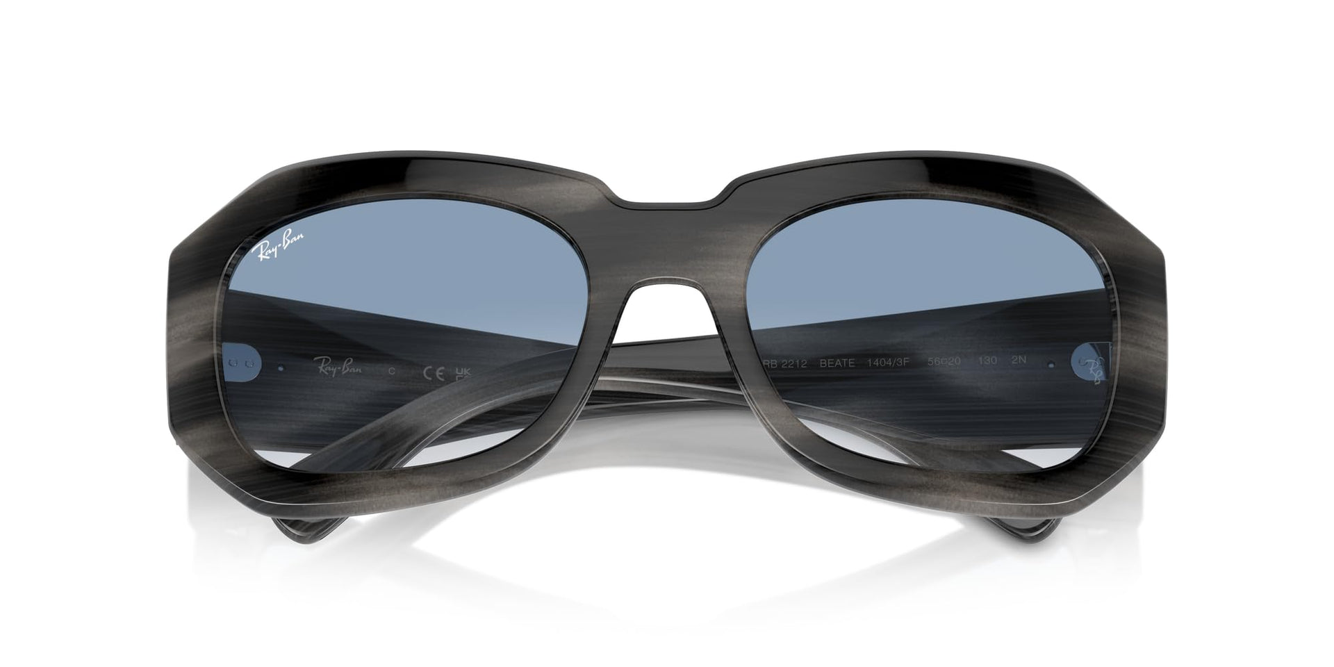 Ray-Ban Beate RB2212 Sunglasses - Striped Grey/Clear Gradient Blue / 56 mm - X0045V8BRZ - Additional Image 4