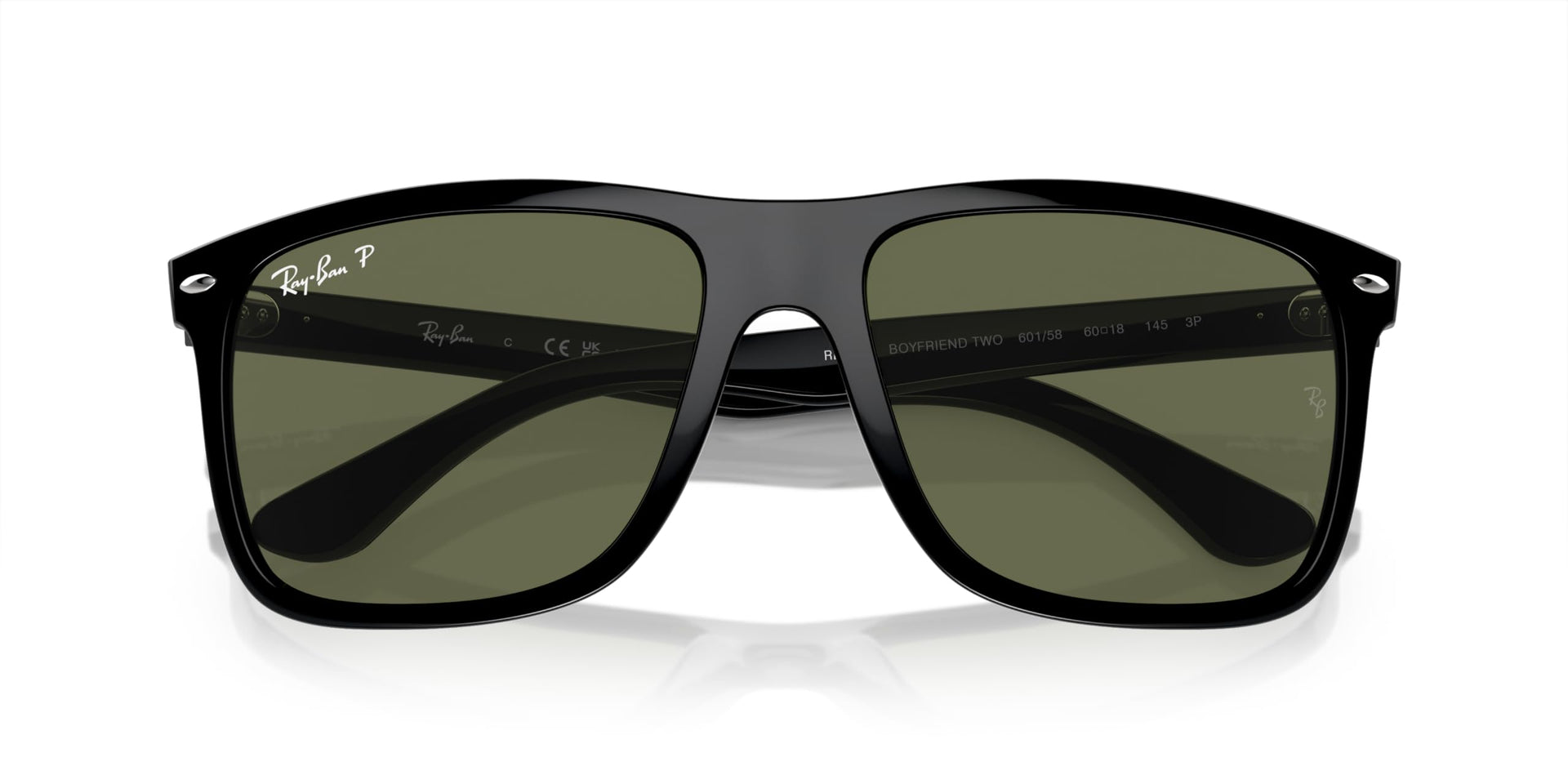 Ray-Ban Boyfriend Two RB4547 Sunglasses - Black/Green Polarized / 57 mm - 8056597939355 - Additional Image 3