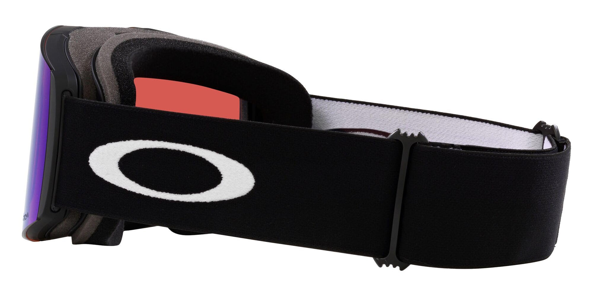 Matte black snow goggles sunglasses with Prizm lens tint, wide foam strap and hinge detail