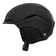 Giro Tenet snow helmet in matte black with chin strap and padded interior liner.