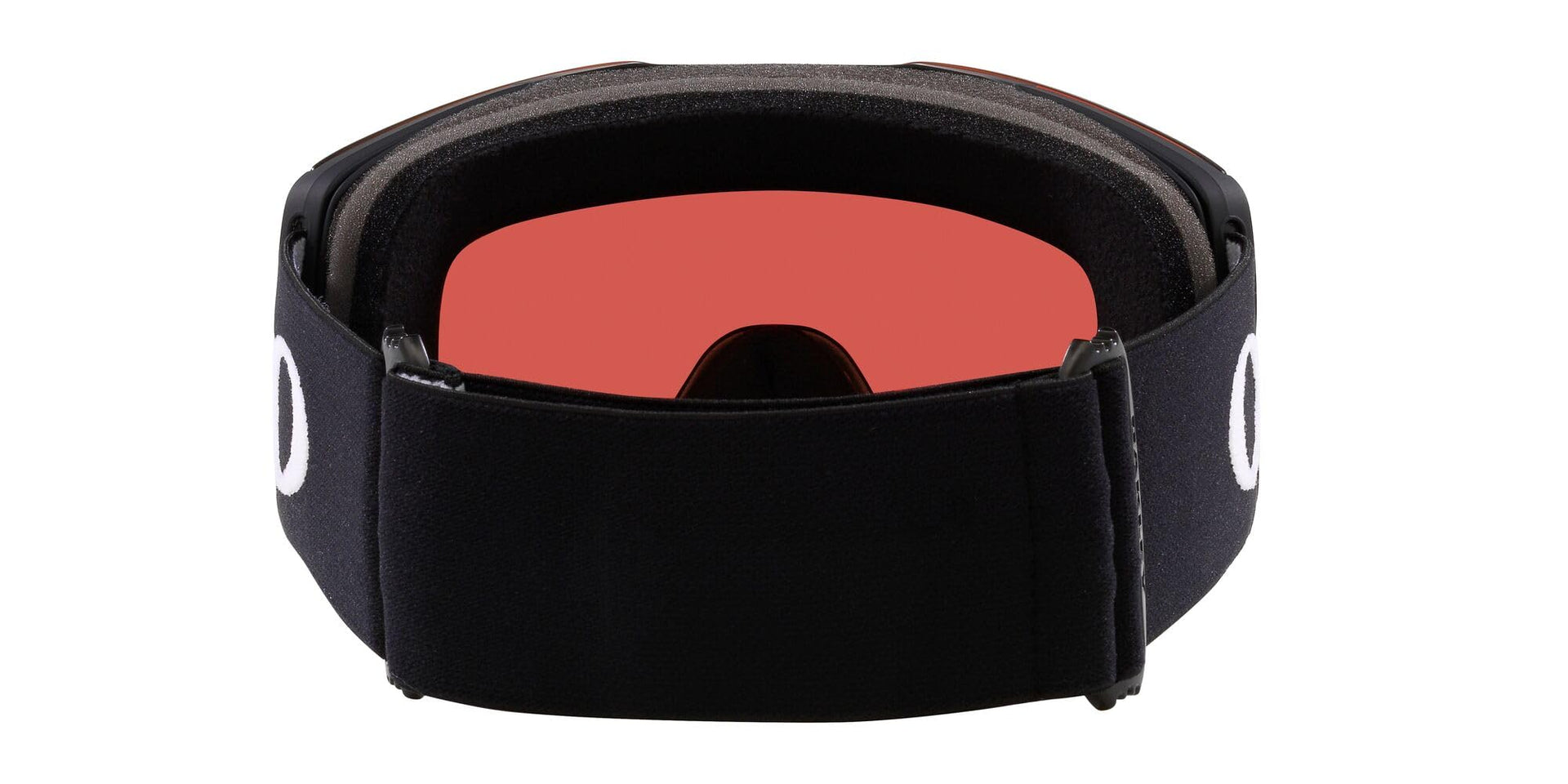 Matte black snow goggles sunglasses with red mirrored interior lens and padded strap