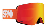 Bolle snow goggles with orange SPY+ strap and red Happy mirrored lens