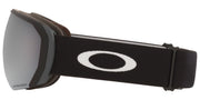 Large snow goggles with black strap and grey mirrored lens