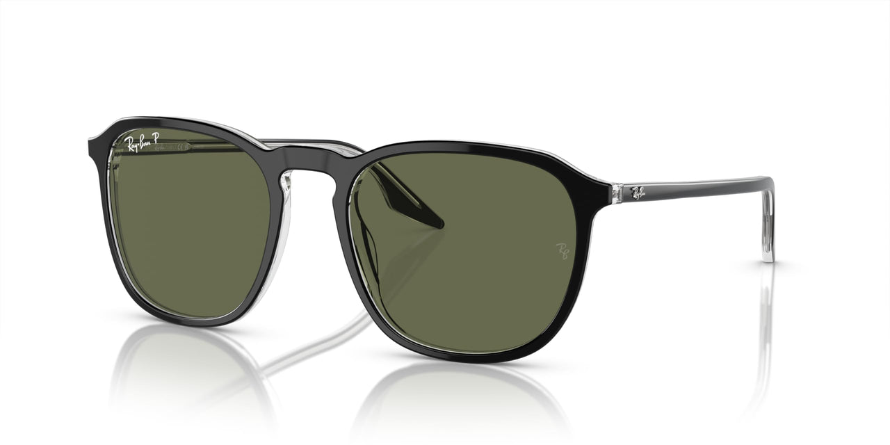 Ray-Ban RB2203 Sunglasses - Black on Transparent/Green Polarized / 52 mm - 8056597936538