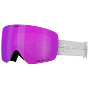 Giro Contour snow goggles with purple mirrored lens and white textured strap
