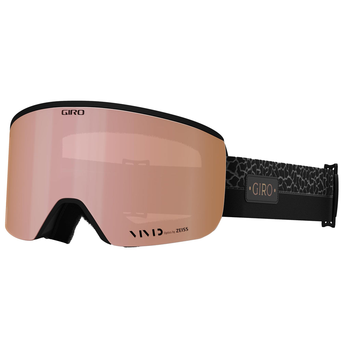 Giro Ella snow goggles with amber mirrored lens and black patterned strap