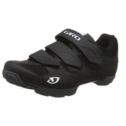 Black cycling shoe with two hook-and-loop straps and ventilated mesh