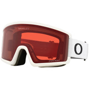 Snow goggles with white frame and strap, red-orange Prizm lens, Oakley logo