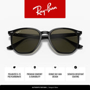 Black hexagonal-frame sunglasses with dark green polarized lenses