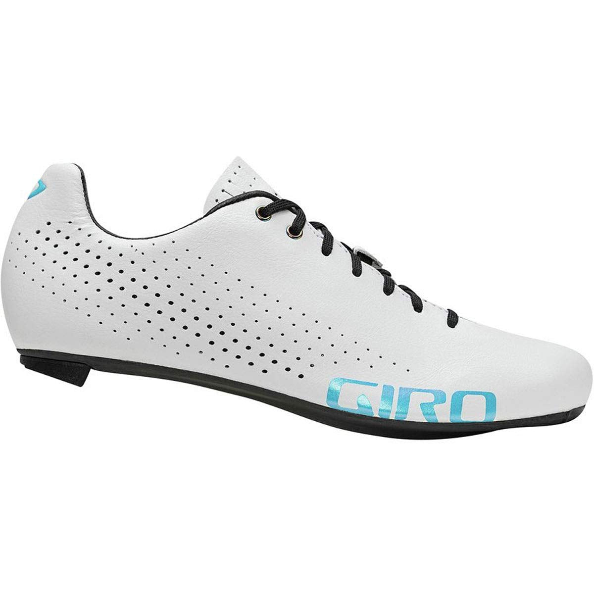 White perforated cycling shoe with lace-up and Giro side logo