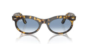 Ray-Ban Wayfarer Oval Low Bridge Fit RB2242F Sunglasses - Yellow Havana/Clear Gradient Blue / 53 mm - 8056262048252