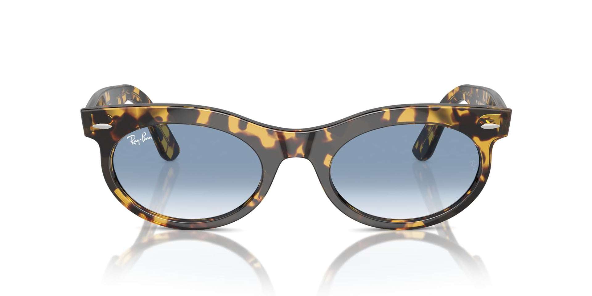Ray-Ban Wayfarer Oval Low Bridge Fit RB2242F Sunglasses - Yellow Havana/Clear Gradient Blue / 53 mm - 8056262048252