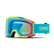 Smith Squad snow goggles with colorful frame, reflective blue lens, foam seal
