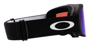Matte black snow goggles sunglasses with Prizm purple mirrored side lens and O-logo strap