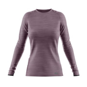 Women’s UV crew top, mauve heather long-sleeve rash guard with thumb loops