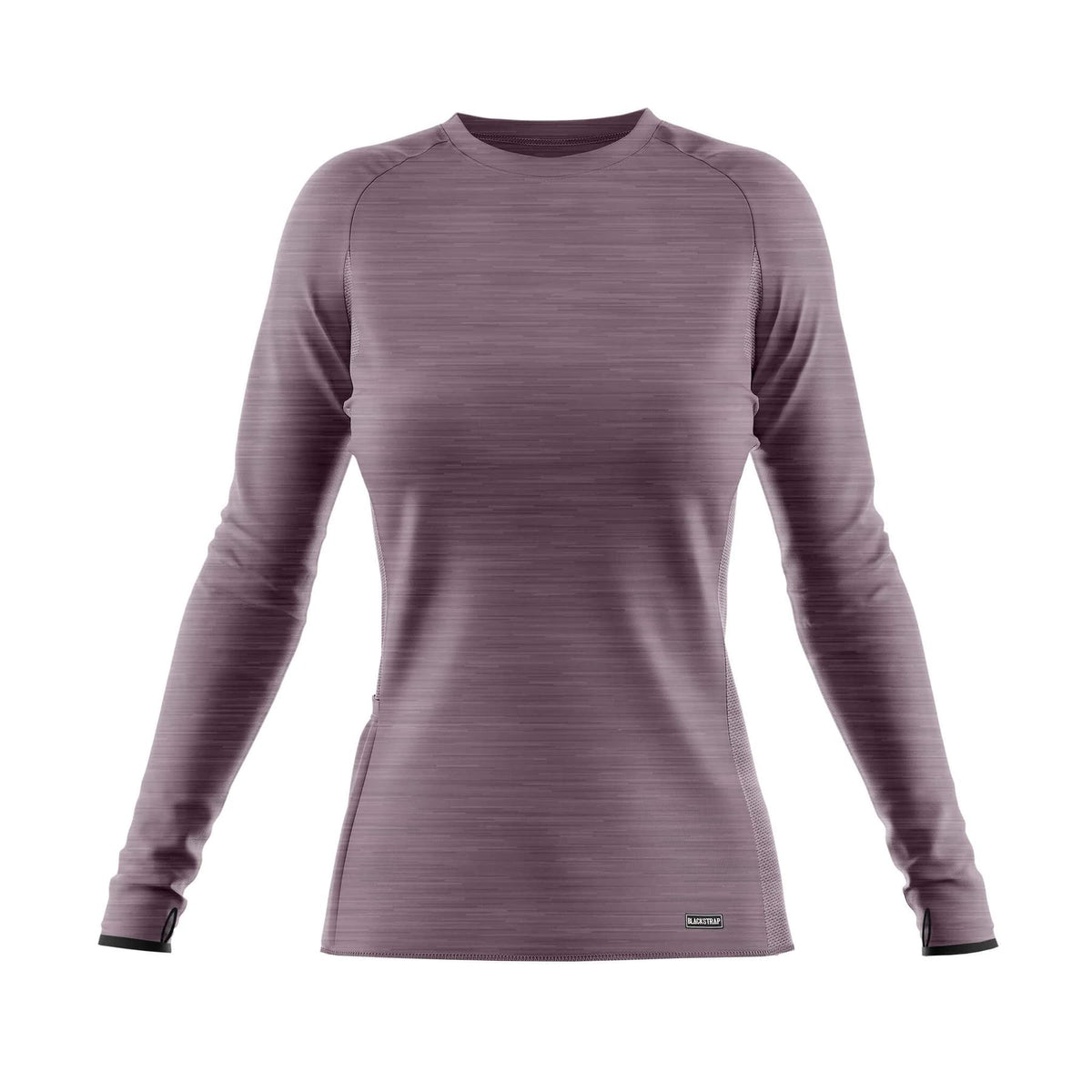 Women’s UV crew top, mauve heather long-sleeve rash guard with thumb loops