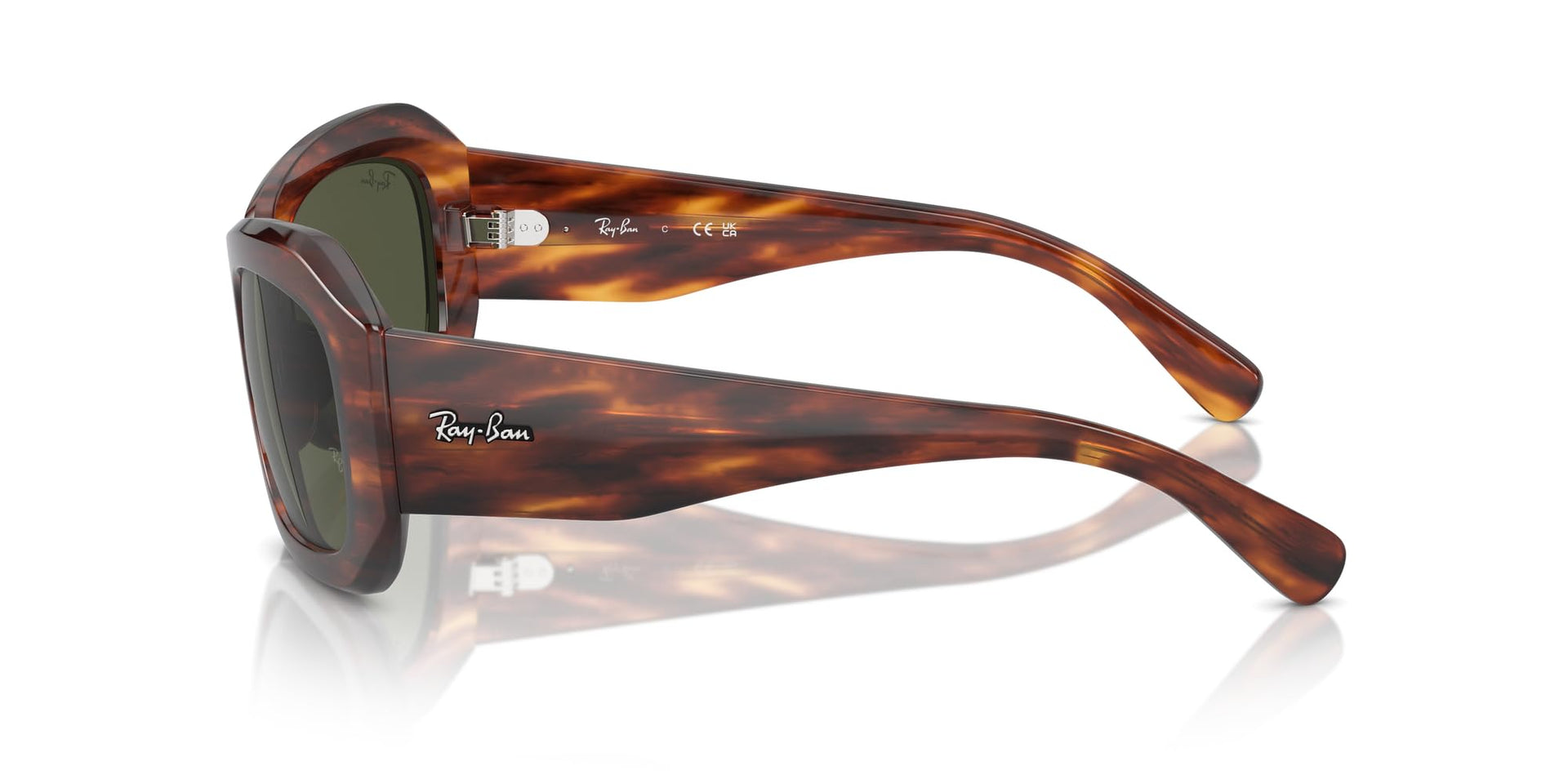 Ray-Ban Beate RB2212 Sunglasses - Striped Havana/Green / 56 mm - X0045V8E2R - Additional Image 2