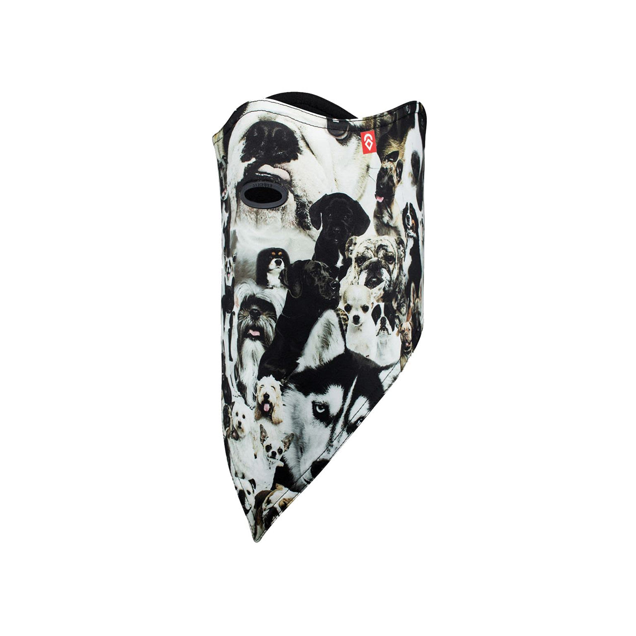 2-layer headwear with black-and-white dog face print and eye opening