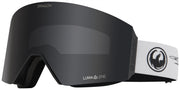 Dragon snow goggles with matte black frame and dark lens, OTG-style face fit