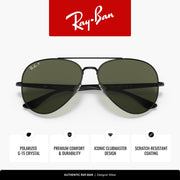 Ray-Ban Aviator RB3675 Sunglasses - Black/Green Polarized / 58 mm - 8056597432184 - Additional Image 2