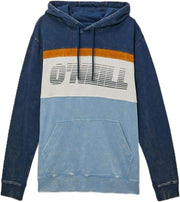 Men's ripples graphic pullover hoodie, navy hood and sleeves with striped chest band