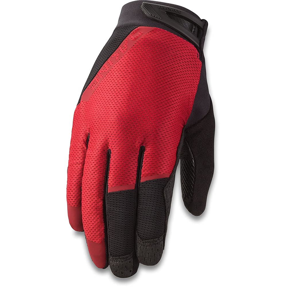 Cycling gloves in red and black with textured palm and thumb finger panels