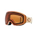 Oakley snow goggles with orange Prizm lens and light beige strap, small side view